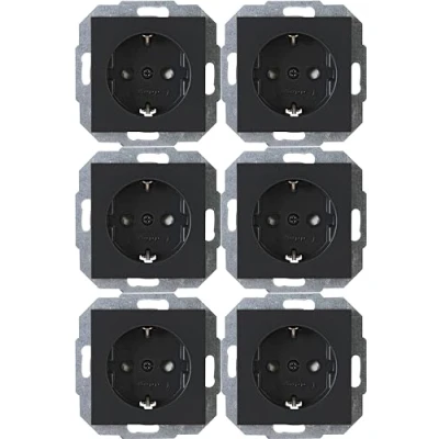 Afbeelding van Kopp 940029084 Athenis geaard stopcontact Single anthrazit Profipack 6 Stuk