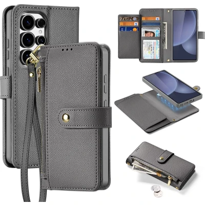 Afbeelding van Dux Ducis Telefoon Hoesje geschikt voor Samsung Galaxy S25 Ultra Magsafe Magneet 2 in 1 Wallet Book Case Lawa Series Grijs