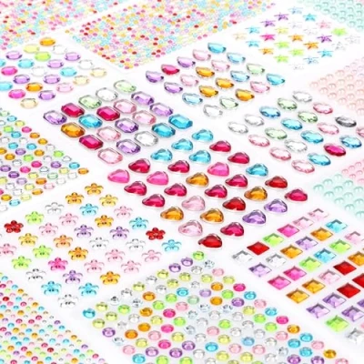 Afbeelding van CraftWerk Glittersteentjes, zelfklevend, 1.782 stuks, kleurrijke strass steentjes voor creatieve projecten, scrapbooking, doe het zelf knutselaccessoires in verschillende vormen en maten