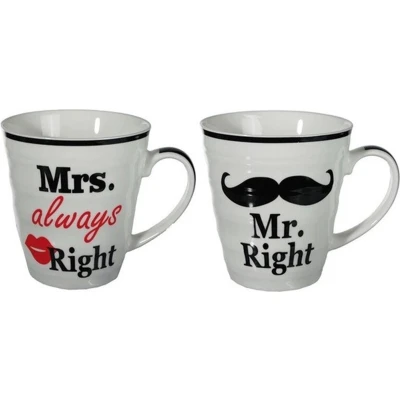 Afbeelding van Koffiebeker set Mr Right en Mrs Always Bekers