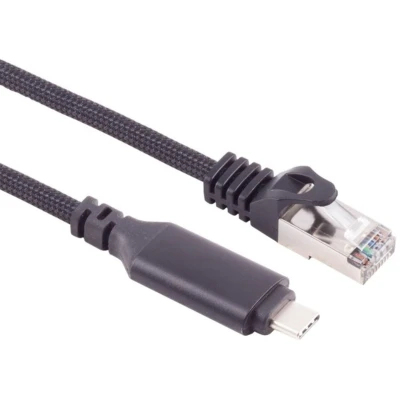 Afbeelding van USB C LAN Adapterkabel 1G, Typ Stecker auf RJ45, ALU, schwarz, 3m