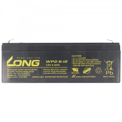 Afbeelding van Kung Long WP2.6 12 F1 loodvlies accu, 12V, 2,6Ah met 4,8 mm Faston aansluiting