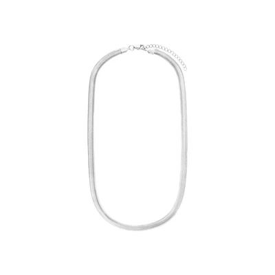 Afbeelding van Lucardi Dames Stalen Ketting met platte schakel Staal Zilverkleurig 47 cm