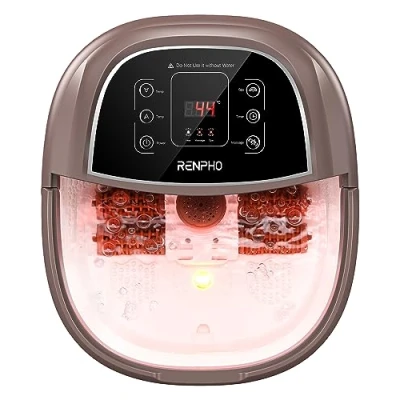 Afbeelding van RENPHO voetbadmassageapparaat met snelle verwarming, automatische massage en krachtige bubbeljets, gemotoriseerde Shiatsu massagerollen, pedicure voor vermoeide voeten, instelbare tijd temperatuur