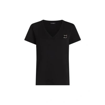 Afbeelding van KARL Lagerfeld IKON Choupette Rhinestone Tshirt basic, Dames, Maat: Large, Black