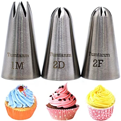 Afbeelding van Tumtanm 1M 2D 2F Naadloze Rvs Grote Icing Piping Nozzles, DIY Nozzle Tool voor Cupcakes