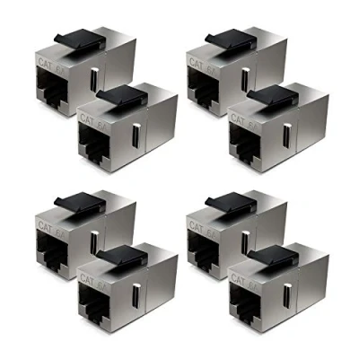 Afbeelding van deleyCON 8x CAT6a Keystone Module Patchkabel Koppeling Verbinder Afgeschermd 2x RJ45 Bus Netwerk Patchpanel Keystonemount Uitbreiding