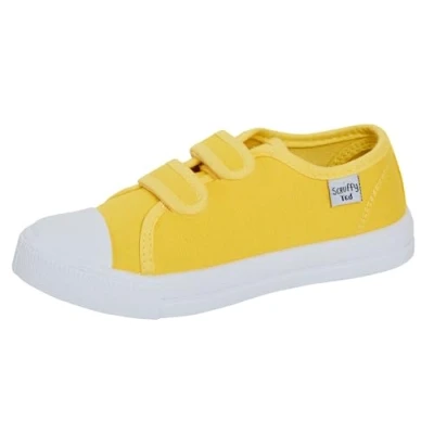 Afbeelding van Kinderen Canvas Schoenen Jongens Trainers Meisjes Pumps Unisex Gemakkelijk Bevestigen Plimsolls Casual Schoenen, Geel, 7 UK Child