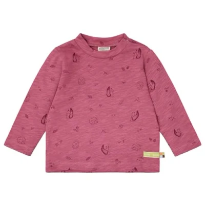 Afbeelding van loud + proud Shirt met print, van biologisch katoen, GOTS gecertificeerd, rood (rouge), 98 104