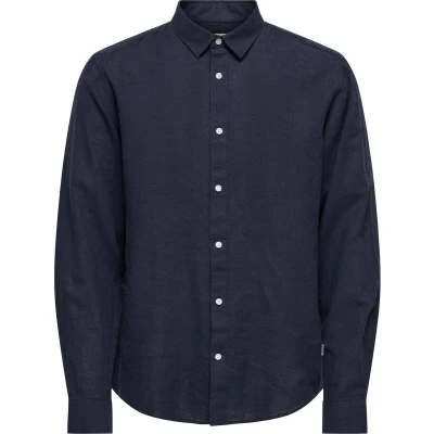 Afbeelding van Only &amp; Sons Onscaiden Solid NOOS Overhemd, Heren, Maat: Large, Night sky