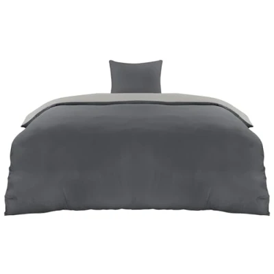 Afbeelding van Utopia Bedding Dekbedovertrek Set Zachte Microvezel 135x200cm met Kussensloop 80x80cm Beddengoed Donkergrijs En Lichtgrijs