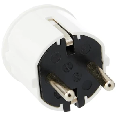 Afbeelding van Meister Veiligheidscontactstekker kunststof wit 250 V 16 A maximale kabeldoorsnede 2,5 mm² IP20 voor binnen zijdelingse invoer/Schuko stekker met trekontlasting / 742110