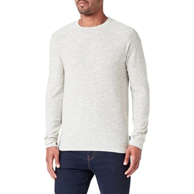 Afbeelding van JACK &amp; JONES Heren JORCRAYON gebreide trui met ronde hals, Oliegroen/detail: cloud Dancer, XXL, danser, XXL