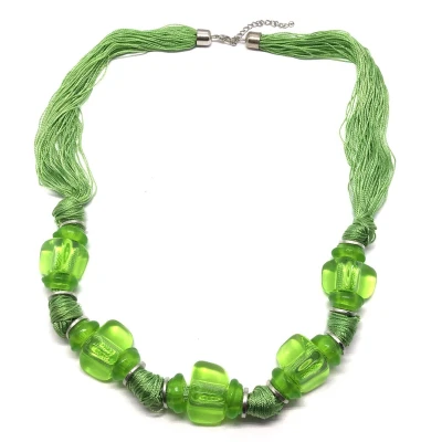 Afbeelding van Behave ketting dames groen middellange kralenketting 64cm