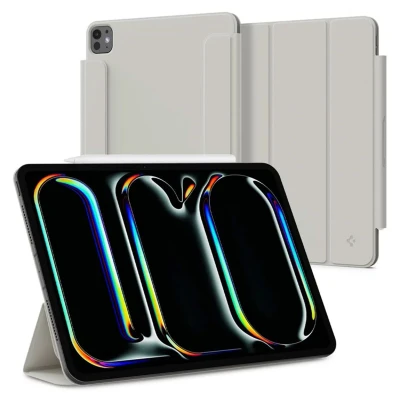 Afbeelding van Spigen AirSkin Folio OneTap Case Compatibel met iPad Pro 11 Inch 5e Generatie M4 (2024) Slanke en lichtgewicht beschermhoes Volledig afneembaar deksel Magneet Grijs