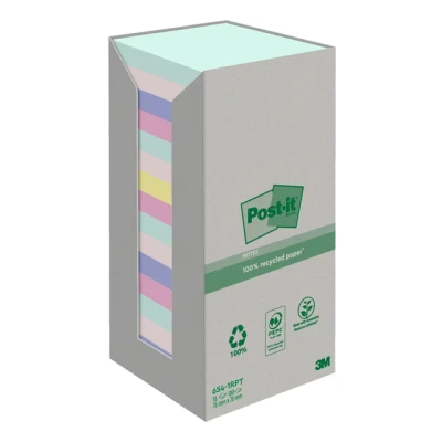 Afbeelding van Memoblok 3M Post it 654 76x76mm recycled rainbow pastel