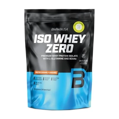 Afbeelding van BioTechUSA Iso Whey Zero Premium Protein Isolate Grass Fed Enzyme Free Sugar and Gluten free, 454 g, Gezouten karamel