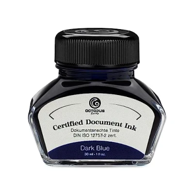 Afbeelding van Octopus Fluids Document Ink dark blue, onuitwisbare inkt, gecertificeerd volgens DIN ISO 12757 2, donkerblauw, 30 ml