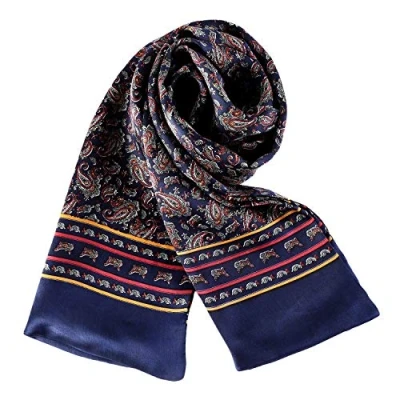 Afbeelding van UK_Stone 100% zijden Paisley bloemen halsdoek heren sjaal, # 5 donkerblauw, Größe: 160*28cm(62,4&quot;x 10,92&quot;)