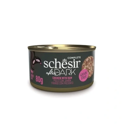 Afbeelding van Schesir, Compleet natvoer After Dark kipfilets met ham in bouillon (12 blikjes x 80 g)
