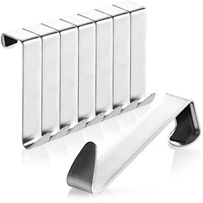 Afbeelding van COM FOUR® 8x deurhaken van RVS kledinghaken voor buitendeur garderobehaken kastdeur en buitenkamerdeur 7,5 cm (08 stuks buitenkant)