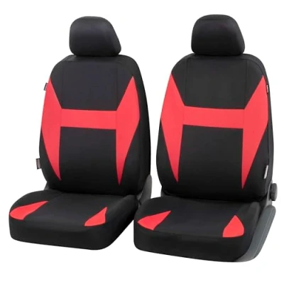 Afbeelding van Autostoelhoes Caledon voorstoelhoezen, universele autostoelhoezen zwart rood, stoelhoezen polyester