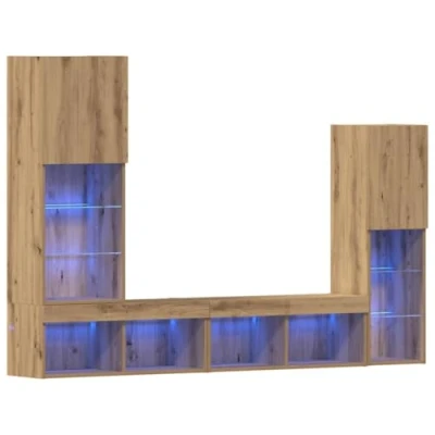 Afbeelding van vidaXL TV Kast met LED Verlichting Artisan Eiken 40.5x30x102 cm