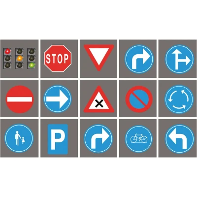 Afbeelding van Achoka Verkeersborden Tegels Speelkleed, 15st.
