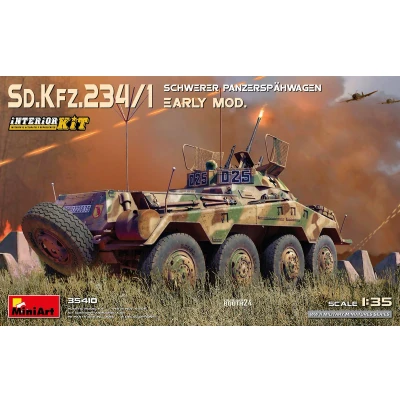 Afbeelding van 1:35 MiniArt 35410 Sd.Kfz.234/1 Schwerer Panzerspähwagen Vroege Productie met Volledig Interieur Plastic Modelbouwpakket