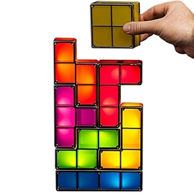 Afbeelding van Upgrade DIY Tetris Nachtlampje Kleurrijke Stapelbare Tangram Puzzels 7 Stuks LED Inductie In elkaar grijpende Lamp 3D Speelgoed Gift changeableUK