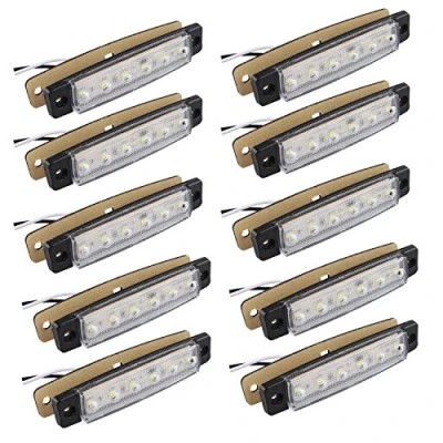 Afbeelding van Futheda 10 stks 12 V Zijmarker Lights 6SMD LED Lampen Voorzijde Achterzijde Licht Positie Indicatoren voor Trailer Truck Caravan Camper Van Lorry Bus Boot Tractor Motor Wit