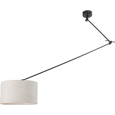Afbeelding van QAZQA Hanglamp zwart met kap 35 cm lichtgrijs verstelbaar Blitz I