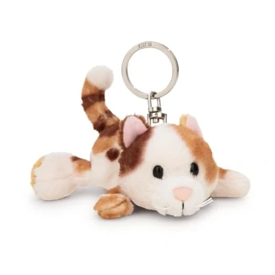 Afbeelding van NICI 62132 Sleutelhanger gelukskat 10 cm, bruin, trouwe metgezel voor rugzak of tas, sleutelhouder klein en groot