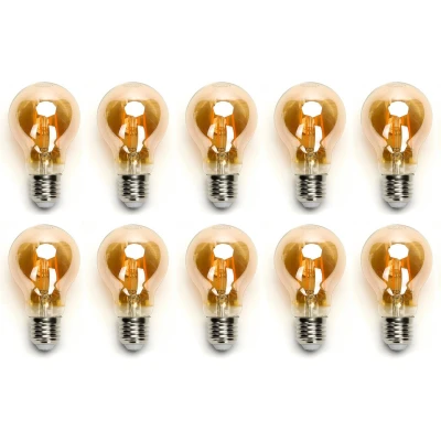 Afbeelding van Gloeilamp E27 10 stuks LED 8W=63W warmwit 850 Lumen 2200K amber glas