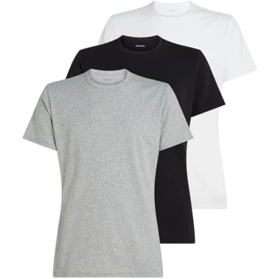 Afbeelding van CALVIN KLEIN Heren S/S CREW NECK 3PK LV00NB4185 T Shirt, Multi (zwart, wit, grijs HEATHER), XS, heide), XS