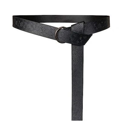 Afbeelding van HiiFeuer Middeleeuwse Reliëf PU Lederen O ring Riem, Retro Renaissance Ridder Riem(Zwart E)