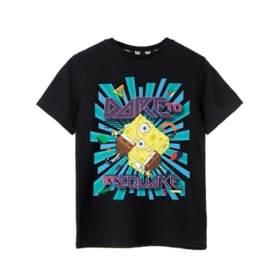 Afbeelding van SpongeBob SquarePants Boys Zwart T shirt met korte mouwen Miauw... Gary Een cool voor jonge fans Avontuur de Slak 5 6 jaar