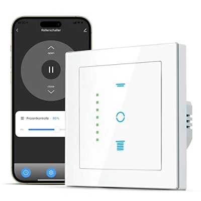 Afbeelding van CURRYSMARTER Wifi rolluikschakelaar [6 gen], werkt met Alexa, rolluikbesturing kinderbeveiliging, rolluiktimer vereist nulladder, jaloezieschakelaar compatibel Echo Alexa/Google, 80 x mm
