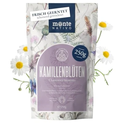 Afbeelding van kamille thee Monte Nativo (250 g) 100% natuurlijke kamillebloemen gedroogd voor kruidenthee los heerlijke en aromatische kamomile als ijsthee of cadeau