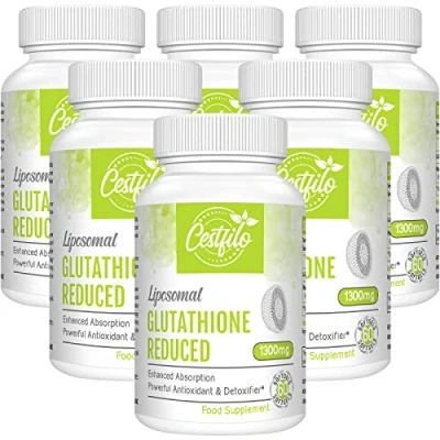 Afbeelding van Cestfilo Liposomaal glutathion gereduceerd 1300 mg, actieve vorm L glutathionreductase (GSH), krachtige antioxidant voor optimale celbescherming (360 Count (Pack of 6))