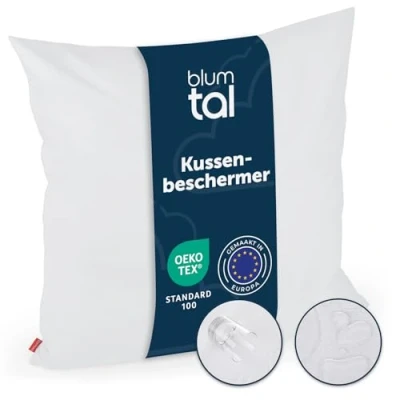 Afbeelding van Blumtal Set van 2 waterdichte kussenslopen, 80 x cm, kussenbeschermers met ritssluiting, ademend, anti mijt, Oeko Tex® 100 gecertificeerd