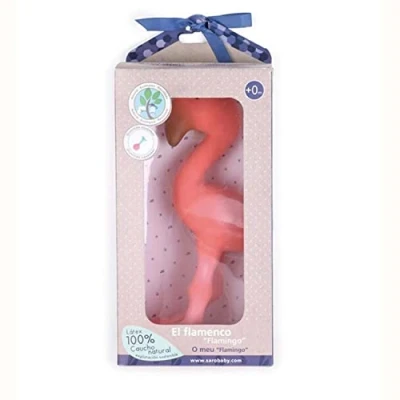 Afbeelding van Tikiri Flamingo natuurrubber bijt en knijp speeltje
