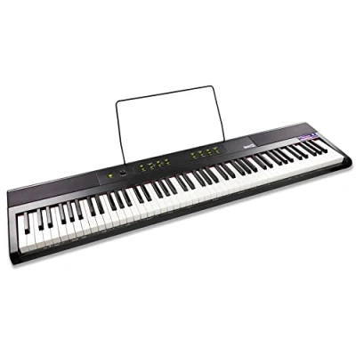 Afbeelding van Rockjam 88 Key digitale piano met halfgewogen sleutels, voeding, bladwijzerstandaard, pianonotitiestickers en eenvoudige pianolessen