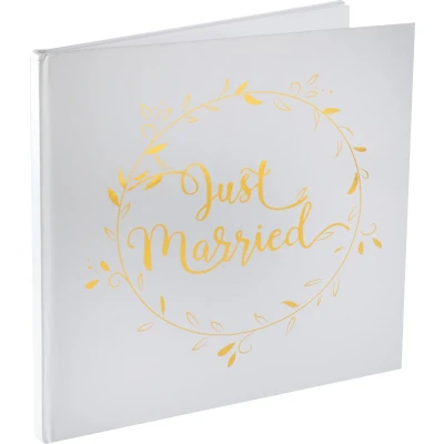 Afbeelding van Santex gastenboek/receptieboekA Just Married goud/wit Bruiloft 24 x cm Gastenboeken