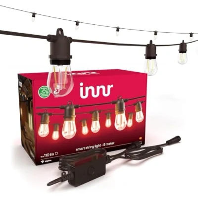 Afbeelding van Innr Lichtsnoer Buiten 8m Lichtslinger met 16 LED lampjes Smart Tuinverlichting werkt Philips Hue* Warm Wit Licht ook voor Binnen