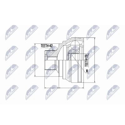 Afbeelding van Homokineet reparatie set, aandrijfas NTY NPZ AU 053