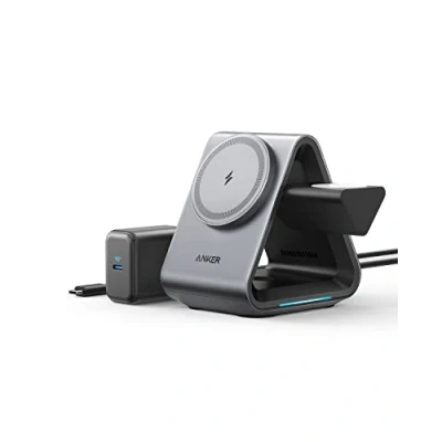 Afbeelding van MagSafe oplader, Anker 737 MagGo Charger (3 in 1 station) met snel opladen, 15 W, max. MFi gecertificeerd, voor iPhone 14/13/12 serie, Apple Watch S8/7/6, AirPods 3/Pro (USB C oplader 30 W inbegrepen)