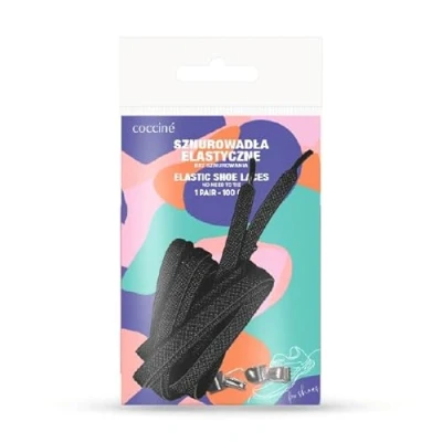 Afbeelding van Cocciné Elastische veters zonder strikken, 1 paar, 100 cm lange, platte veters, comfortabel en eenvoudig te bedienen, stijlvol design, universeel inzetbaar, zwart, (Flache 8 mm)