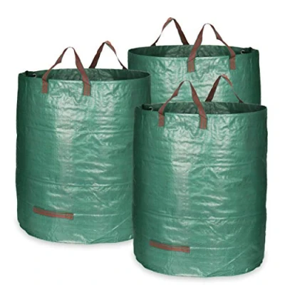 Afbeelding van COM FOUR® 3x tuinafvalzakken L opvouwbare tuinzak met handvatten scheurvaste vouwbak voor bladeren, groenafval en tuinafval (272L 3 stuks)
