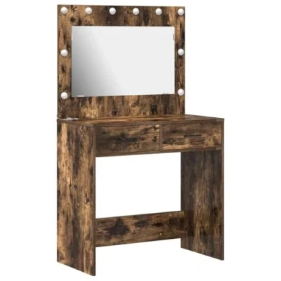 Afbeelding van vidaXL Gerookt eiken Massief Eikenhout Medium Kaptafel Rechthoekig